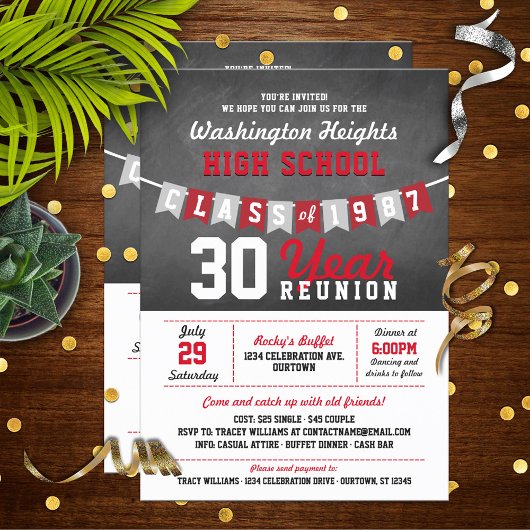 黒板バナーハイスクール懇親会招待状 招待状