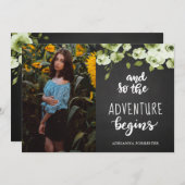 黒板バラの冒険が始まる |大学院写真 招待状 (正面/裏面)