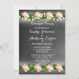 黒板バラ結婚のリハーサル招待状 招待状