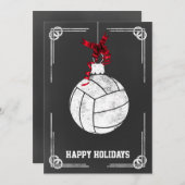 黒板バレーボール選手クリスマスカード シーズンカード (正面/裏面)