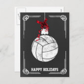 黒板バレーボール選手クリスマスカード シーズンポストカード (正面/裏面)