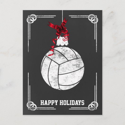 黒板バレーボール選手クリスマスカード シーズンポストカード (正面)