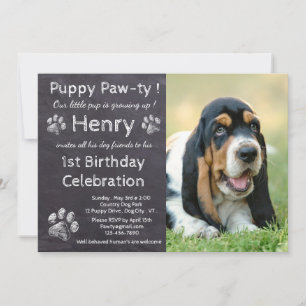黒板パピーPawty - Pet Photo Birthday Party 招待状