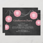 黒板パーティーランタン 卒業おめでとう 招待状 (正面/裏面)