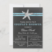 黒板ヒトデビーチカップルのシャワー招待状 招待状 (正面)