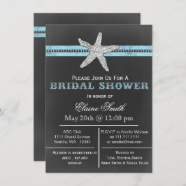 黒板ヒトデビーチブライダルシャワー招待状 招待状