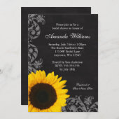 黒板ヒマワリ旋回ブライダルシャワー 招待状 (正面/裏面)