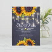 黒板ヒマワリ素朴な海軍の誕生日パーティー 招待状 (スタンド正面)