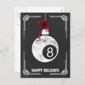 黒板ビリヤード選手クリスマスカード シーズンポストカード (正面/裏面)