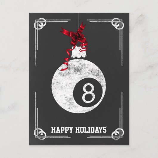 黒板ビリヤード選手クリスマスカード シーズンポストカード (正面)