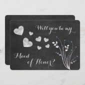 黒板ビーズフラワーメイドオブオナー招待状 招待状 (正面/裏面)