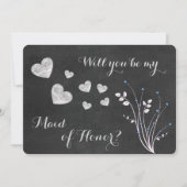 黒板ビーズフラワーメイドオブオナー招待状 招待状 (正面)