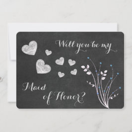 黒板ビーズフラワーメイドオブオナー招待状 招待状