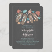 黒板ビーチサンダルビーチブライダルシャワー招待状 招待状 (正面/裏面)