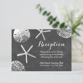 黒板ビーチテーマの貝殻 ウェディングレセプション エンクロージャーカード (スタンド正面)