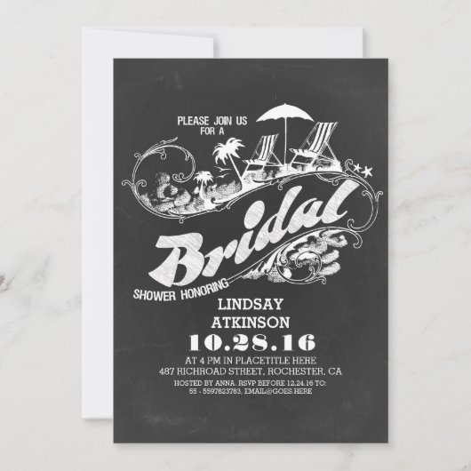 黒板ビーチブライダルシャワー招待状 招待状 (正面)