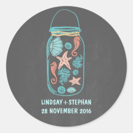 黒板ビーチメイスンジャー可愛い結婚式用シール ラウンドシール