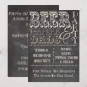 黒板ビールオムツとパパ赤ちゃんシャワー 招待状 (正面/裏面)
