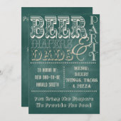 黒板ビールオムツとパパ赤ちゃんシャワー 招待状 (正面/裏面)
