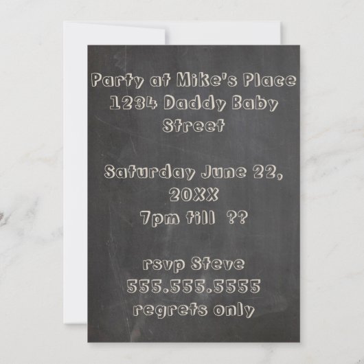 黒板ビールオムツとDUDESベビーシャワー2 招待状 (裏面)