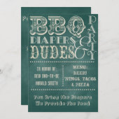 黒板ビールオムツとDUDESベビーシャワー3 招待状 (正面/裏面)
