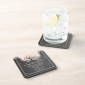 黒板ピンクハートリーフ結婚ツリーのコースター コースター (右側)