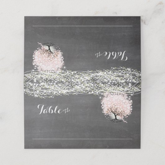 黒板ピンクハートリーフ結婚ツリーの座席表 プレイスカード (外部開封)