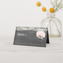 黒板ピンクハートリーフ結婚ツリーの座席表 プレイスカード