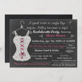 黒板ピンクレースランジェリーシャワーバチェロレッテ 招待状 (正面/裏面)