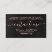 黒板ピンクローズパール手作り石鹸 名刺 (裏面)