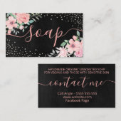 黒板ピンクローズパール手作り石鹸 名刺 (正面/裏面)