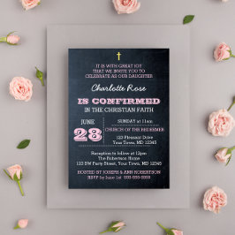 黒板ピンク確認招待状 招待状