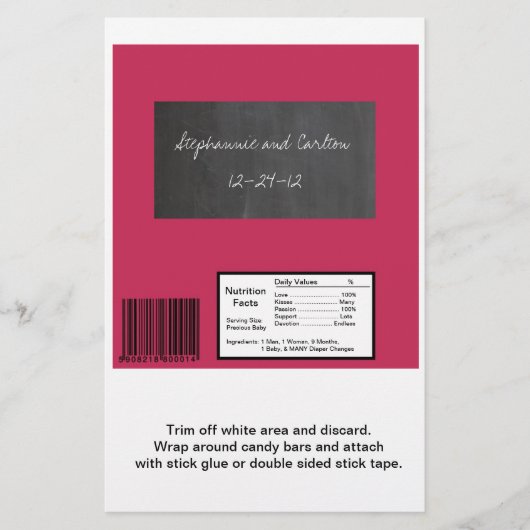 黒板ピンク結婚の大きなキャンディーラッパー チラシ (正面)