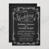 黒板ファンシー結婚式招待状 招待状 (正面/裏面)