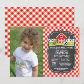 黒板ファーム誕生日招待状 バーンヤードパーティー 招待状 (正面/裏面)