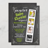 黒板フィルムストリップベビーシャワー招待状 招待状 (正面/裏面)