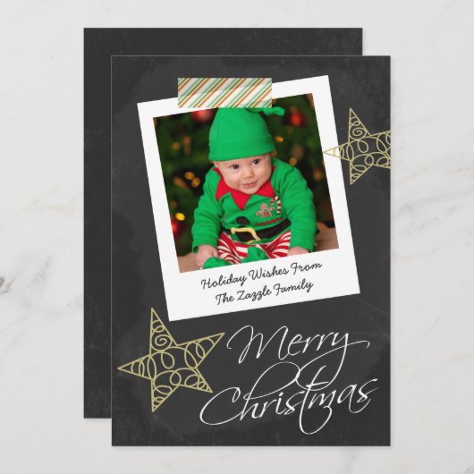 黒板フォトフレーム及びテープクリスマス シーズンカード (正面/裏面)