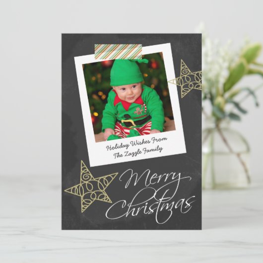 黒板フォトフレーム及びテープクリスマス シーズンカード (スタンド正面)