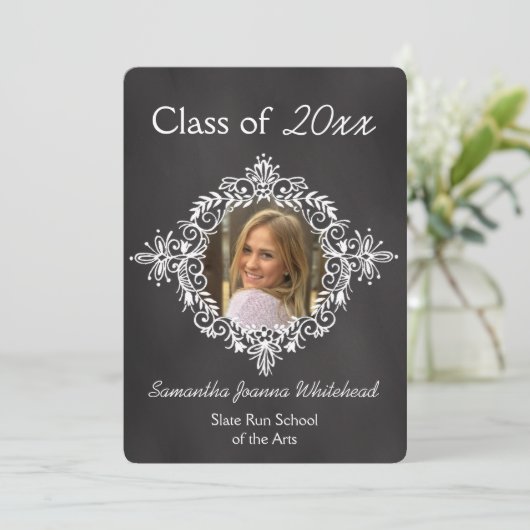黒板フォトフレームDECO高校卒業 招待状 (スタンド正面)