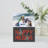 黒板フォトホリデー挨拶 | レッド シーズンポストカード (スタンド正面)