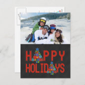 黒板フォトホリデー挨拶 | レッド シーズンポストカード (正面/裏面)