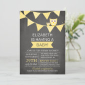 黒板フクロウの赤男女兼用ちゃんシャワー 招待状 (スタンド正面)