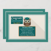 黒板フクロウ卒業招待状 招待状 (正面/裏面)