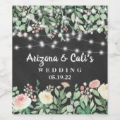 黒板フローラウッドストリングライト結婚ズ ワインラベル (シングルラベル)