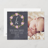 黒板フローラガールベビー発表葉書 案内ポストカード (正面/裏面)
