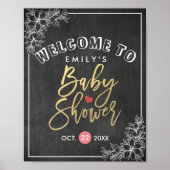 黒板フローラフレーム赤ちゃんシャワー歓迎サイン ポスター (正面)