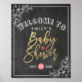黒板フローラフレーム赤ちゃんシャワー歓迎サイン ポスター