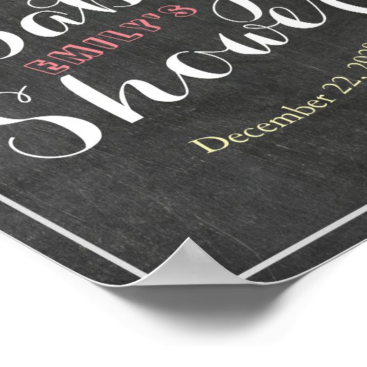 黒板フローラフレーム赤ちゃんシャワー歓迎サイン ポスター (角)