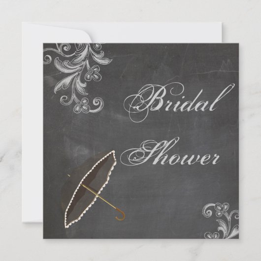黒板フローラブライダルシャワー 招待状 (正面)