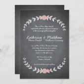 黒板フローラリース結婚式招待状 招待状 (正面/裏面)